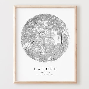 Impressão de mapa de Lahore, mapa de Lahore pôster arte de parede da cidade, mapa de estrada de Lahore, decoração de mapa de rua de impressão de Lahore, presente de escritório, L37v4