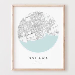 Oschawa Karte, Oschawa Karte Poster Stadt Wandbild, Oschawa Straßenkarte, Oschawa Karte Dekor, Geschenk für das Büro, L407v4