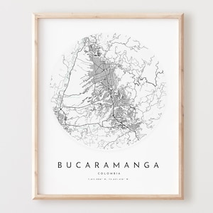 Impressão de mapa de Bucaramanga, mapa de Bucaramanga pôster arte de parede da cidade, mapa de estradas de Bucaramanga, decoração de mapa de rua com impressão de Bucaramanga, presente de escritório, L267v4