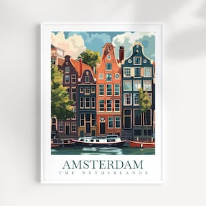 Impression d'art mural voyage d'Amsterdam, décoration murale des Pays-Bas, cadeau d'Amsterdam, cadeau d'amateur d'art, des Pays-Bas, décoration d'Amsterdam