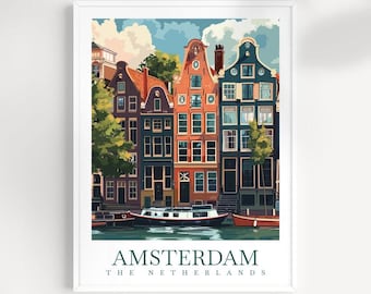 Amsterdam-Grachten Kunstdruck: Niederlande Reiseposter