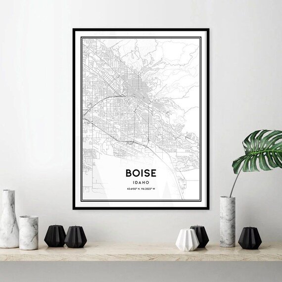 Boise Mapa Imprimir Arte De La Pared Cartel Del Mapa De La Etsy