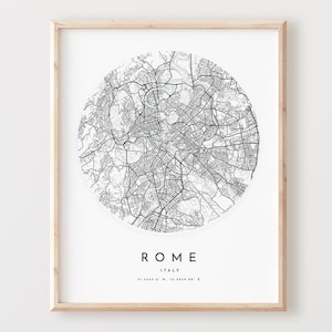 Impresión de mapa de Roma, póster de mapa de Roma, arte de pared de ciudad, mapa de carreteras de Roma, decoración de mapa callejero de Roma, regalo de oficina, L85v4