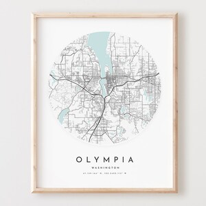 Impressão de mapa de Olympia, mapa de Olympia pôster arte de parede de cidade, mapa de estrada Wa, decoração de mapa de rua com impressão de Washington, presente de escritório, L621v4