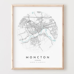 Impressão de mapa de Moncton, mapa de Moncton pôster arte de parede da cidade, mapa de estradas de Moncton, decoração de mapa de rua de impressão de Moncton, presente de escritório, L928v4