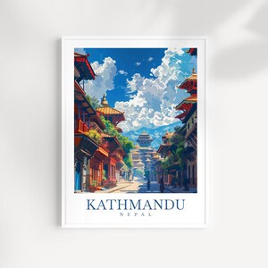 Kathmandu reizen print muur kunst Nepal muur opknoping Home decor Kathmandu cadeau kunstliefhebbers muur kunst Kathmandu Nepal reizen print cadeau