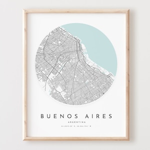 Impresión de mapa de Buenos Aires, póster de mapa de Buenos Aires, arte de pared de la ciudad, mapa de carreteras de Buenos Aires, decoración de mapa de calles impreso de Buenos Aires, oficina L10v4