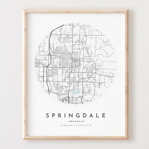 Impressão de mapa de Springdale, mapa de Springdale pôster arte de parede da cidade, mapa de estrada Ar, decoração de mapa de rua com impressão de Arkansas, presente de escritório, L1019v4