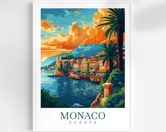 Monaco Travel Print: French Riviera Wall Art