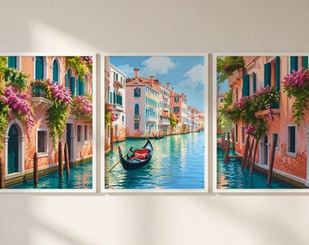 Venice Italy Set of 3 Prints, Venice Print Wall Art, Venice Triptych Posters, Italy Travel Decor