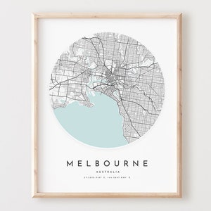 Impressão de mapa de Melbourne, mapa de Melbourne pôster arte de parede da cidade, mapa de estradas de Melbourne, decoração de mapa de rua de impressão de Melbourne, presente de escritório, L63v4