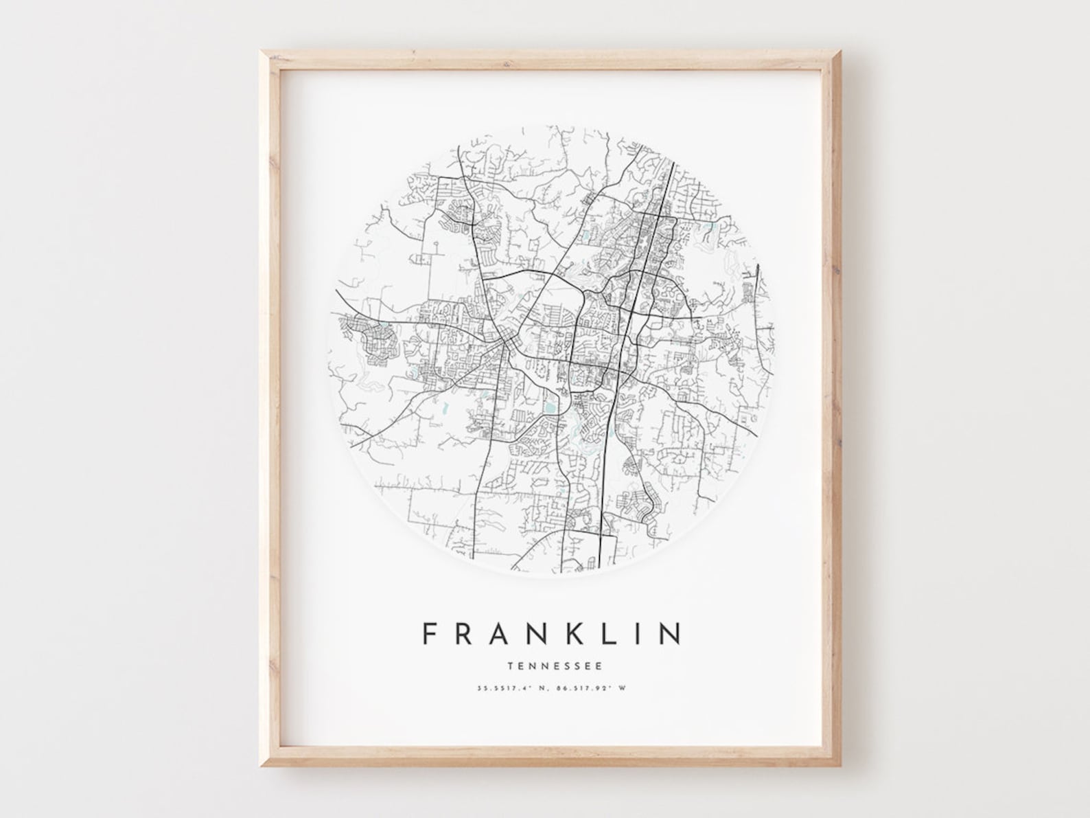 Franklin Map Print Franklin Map Poster City Wall Art Tn Road - Etsy