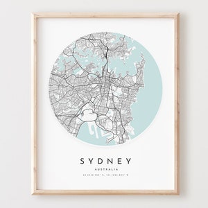 Sydney Map Print, Sydney Map Poster City Wall Art, Sydney Road Map, Sydney Print Street Map Decor,  Office Gift, L55v4