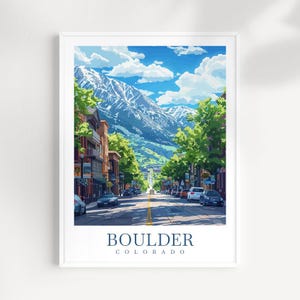 Boulder Travel Print Colorado Home Decor USA City Art Print Boulder Wall Art Boulder liefhebber cadeau Boulder muur opknoping cadeau