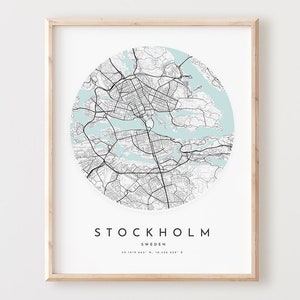 Impressão de mapa de Estocolmo, mapa de Estocolmo pôster arte de parede da cidade, mapa de estradas de Estocolmo, decoração de mapa de rua de impressão de Estocolmo, presente de escritório, L224v4