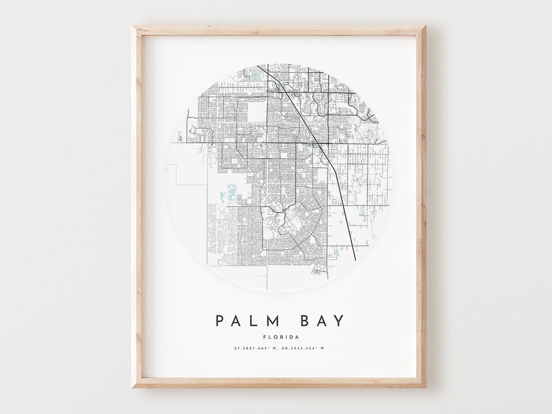Palm Bay Map Print, Palm Bay Map Poster City Wall Art, Fl Road Map