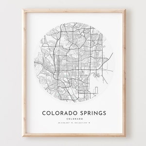 Colorado Springs Karte, Colorado Springs Karte, Poster Stadtwand, Co Straßenkarte, Colorado Karte Dekor, Büro Geschenk, L351v4