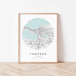 Tampere Map Print, Tampere Map Poster City Wall Art, Tampere Road Map, Tampere Print Street Map Decor, Office Gift, L546v4 image 2