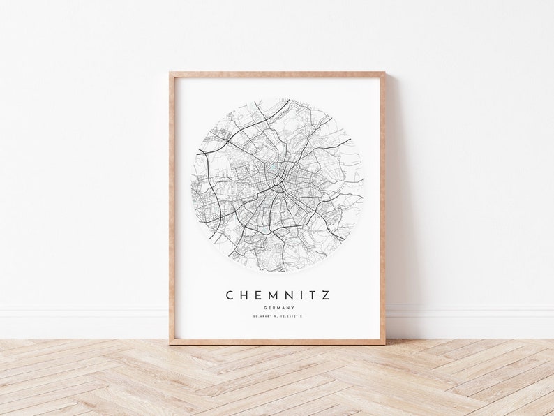 Office Gift Chemnitz Map Print Chemnitz Map Poster City Wall Art L502v4 Chemnitz Print Street Map Decor Chemnitz Road Map