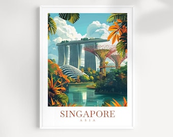 Singapore Travel Print Wall Art Asia Wall Hanging Home Decoration Singapore Gift Art Lovers Wall Art Singapore