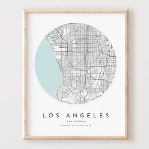 ロサンゼルス地図プリント、ロサンゼルス地図ポスター シティウォールアート、カリフォルニア道路地図、カリフォルニアプリントストリートマップ装飾、オフィスギフト、L11v4