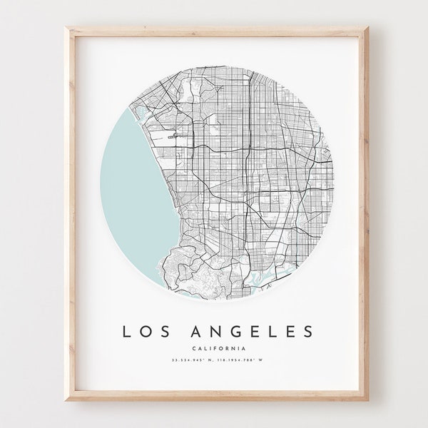 Los Angeles Map Print, Los Angeles Map Poster City Wall Art, Ca Road Map, California Print Street Map Decor,  Office Gift, L11v4