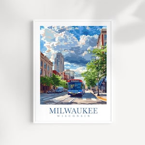 Milwaukee Wisconsin Travel Print Wall Art Wall Hanging Home Décor Milwaukee Gift Art Lovers Milwaukee Art Lover Gift Milwaukee Artwork