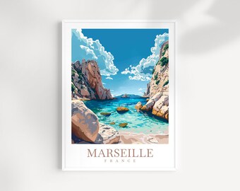 Marseille France Print: Coastal Landscape Art, Travel Poster