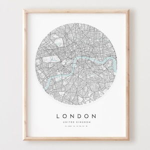 Impressão de mapa de Londres, mapa de Londres pôster arte de parede da cidade, mapa de estradas de Londres, decoração de mapa de ruas de Londres, presente de escritório, L25v4