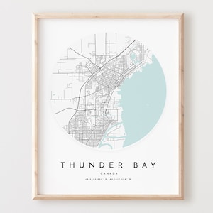 Impressão de mapa de Thunder Bay, pôster de mapa de Thunder Bay, arte da parede da cidade, mapa de estradas de Thunder Bay, decoração de mapa de rua com impressão de Thunder Bay, presente de escritório, L873v4