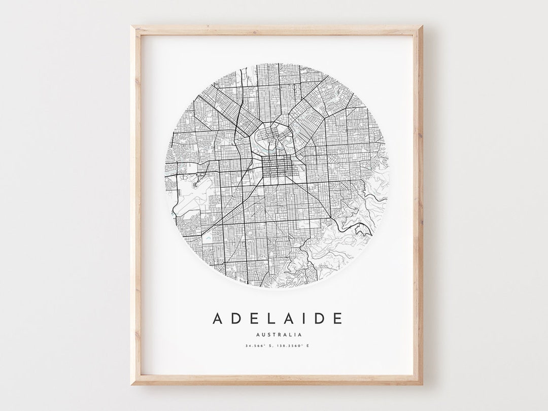 Adelaide Map Print, Adelaide Map Poster City Wall Art, Adelaide Road Map, Adelaide Print Street