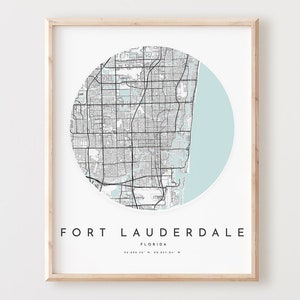 Impressão de mapa de Fort Lauderdale, mapa de Fort Lauderdale pôster arte de parede da cidade, mapa de estradas da Flórida, decoração de mapa de ruas com impressão da Flórida, presente de escritório, L644v4