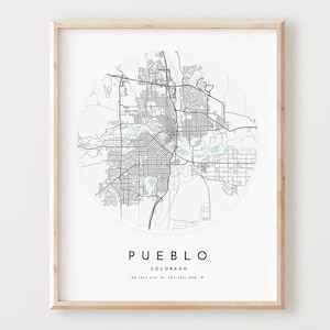 Pueblo Map Print, Pueblo Map Poster Stadt Wandkunst, Co Straßenkarte, Colorado Print Street Map Dekor, Büro Geschenk, L729v4