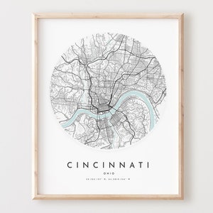 Cincinnati kaart afdrukken, Cincinnati kaart poster stad muur kunst, Oh wegenkaart, Ohio afdrukken stratenplan decor, kantoorcadeau, L180v4