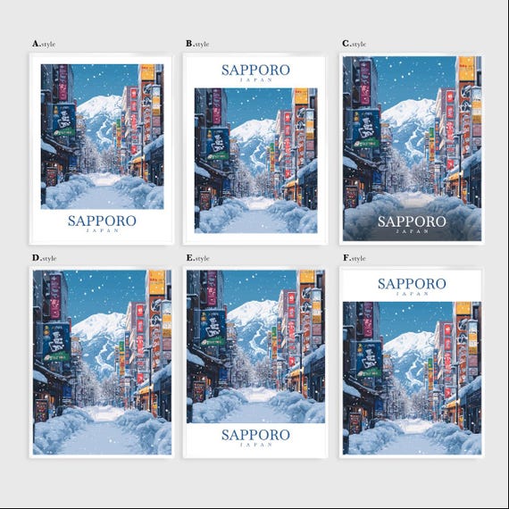 Sapporo Japan Travel Poster: Winter Cityscape Art Print - Etsy
