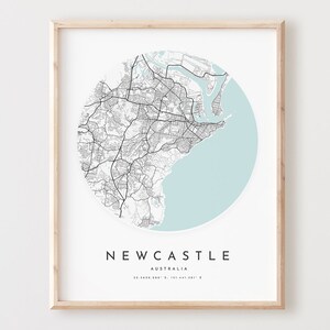 Impressão de mapa de Newcastle, mapa de Newcastle, arte de parede da cidade, mapa de estrada de Newcastle, decoração de mapa de rua de impressão de Newcastle, presente de escritório, L240v4