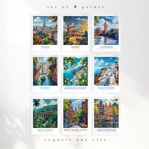 Money-Saving Offer! Set of 9 Custom Travel Posters – Personalized City Prints, Unique Wall Art & Perfect Gift for Any Destination