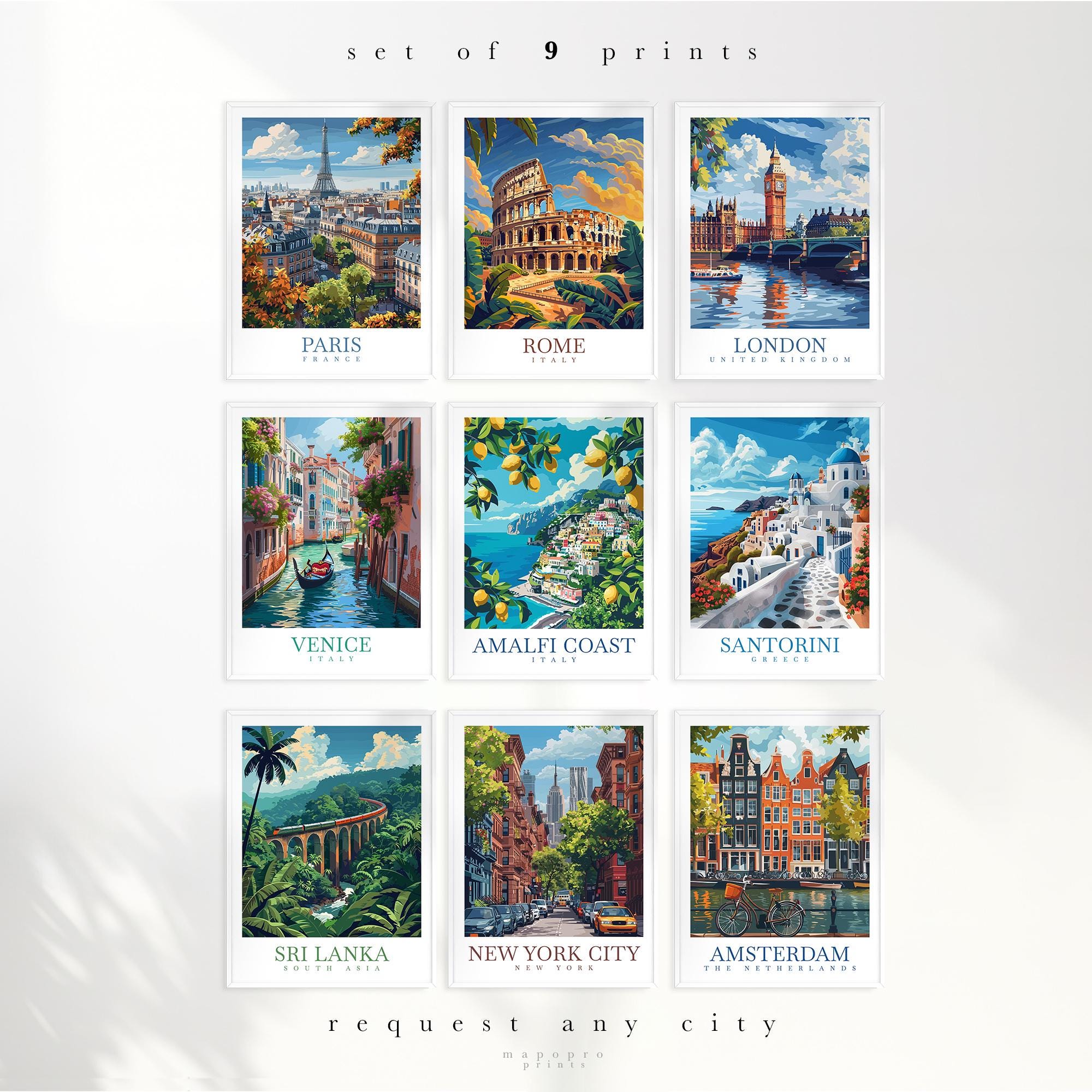 【おまけ付き】TREASURE WORLD PosterSet(ポスターセット) Custom Travel Poster Set: Personalized City Prints, Set of 9 - Etsy