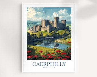 Caerphilly Castle Wales Travel Art Print
