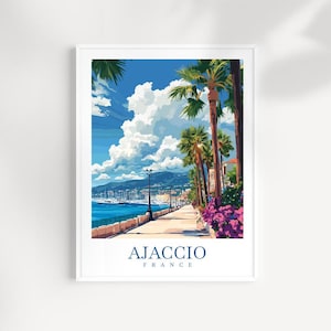 Ajaccio Travel Poster Wall Art France Wall Hanging Home Décor Ajaccio Gift Art Lovers France Artwork Ajaccio Print France Wall Art Décor