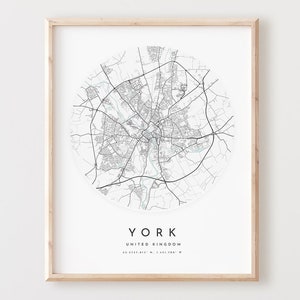 York Karte Print, York Karte Poster Stadt Wandkunst, York Straßenkarte York Print Straßenkarte Dekor, Büro Geschenk, L677v4