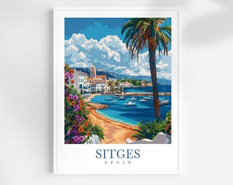 Sitges Spain Travel Print: Coastal Wall Art