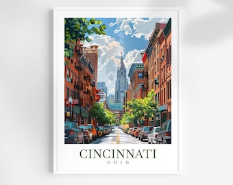 Impressão de viagem de Cincinnati: pôster de arte de parede de Ohio