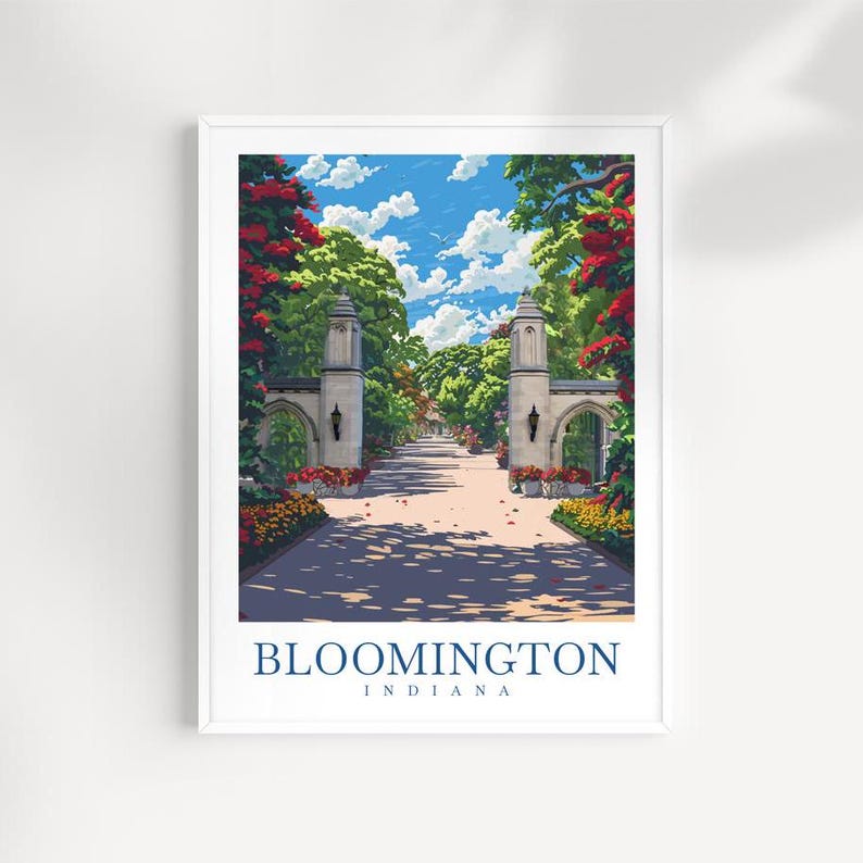 Bloomington Travel Print Cityscape Print Indiana Home Decor USA City