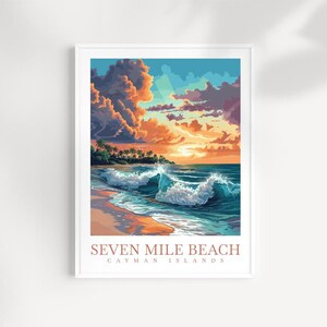 Impresión de viaje de Seven Mile Beach Arte de pared Colgante de pared de Seven Mile Beach Decoración del hogar Regalo de Seven Mile Beach Amantes del arte Arte de Seven Mile Beach