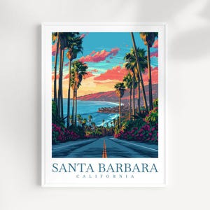 Santa Barbara Travel Print California Wall Art Santa Barbara Wall Hanging Home Décor Santa Barbara Gift Art Lovers California Art Lover Gift
