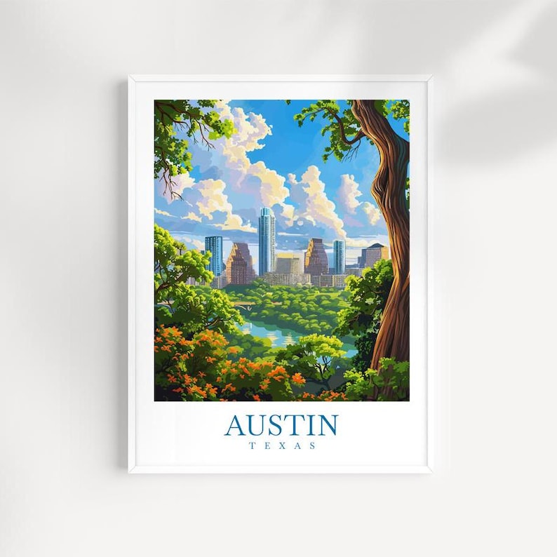 Austin Wall Art Travel Print Texas Wall Hanging Home Décor Austin Gift
