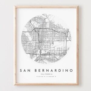 San Bernardino Karte Druck, San Bernardino Karte Poster Stadt Wandkunst, Ca Straßenkarte, Kalifornien Druck Straßenkarte Dekor, Büro Geschenk, L589v4