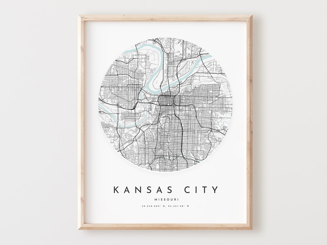 Kansas City Map Print, Kansas City Map Poster City Wall Art, Mo Road ...