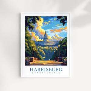 Harrisburg Travel Print Wall Art Pennsylvania Wall Hanging Home Décor Harrisburg Gift Art Lovers Harrisburg Art Lover Travel Poster
